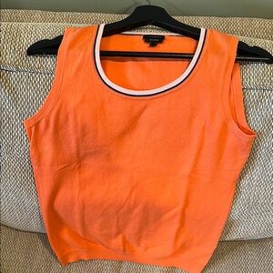 Talbots Orange Sleeveless Tank Top with White Trim